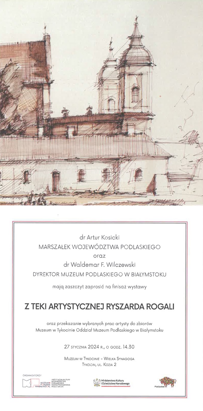 ZAPROSZENIE FINISAZ WYSTAWY RYSZARDA ROGALI W&nbsp;TYKOCINIE