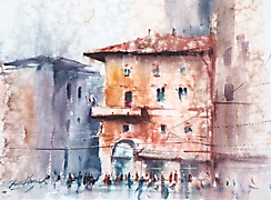 Piazza_del_Nettuno_-_widok_na_via_dell'Indipendenza_w_Bolonii_Kasia_Wiercinska_28x38cm_ID_2024025